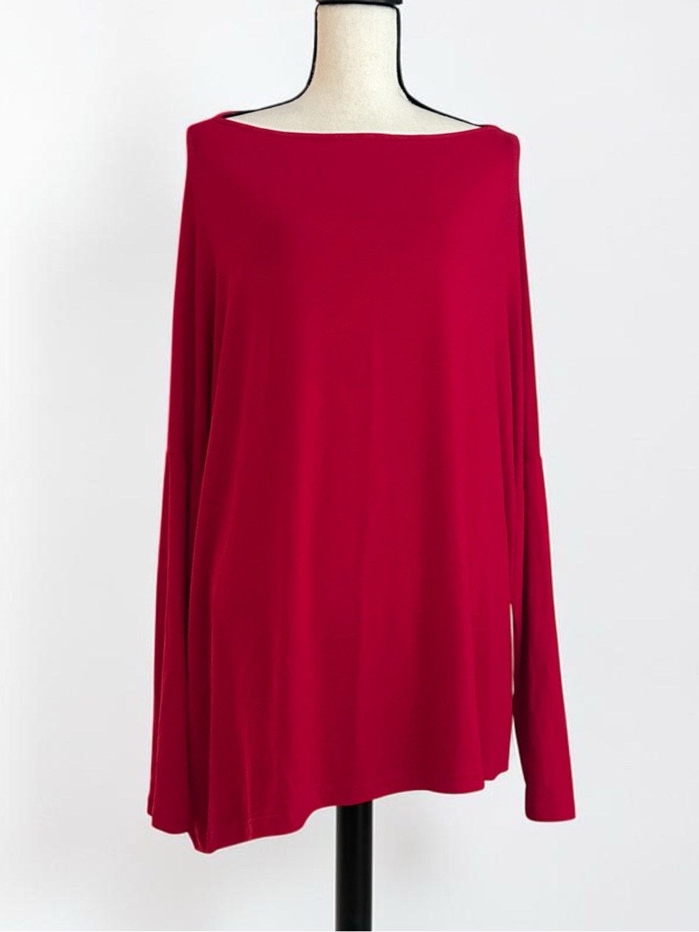 Ivan Grundahl Copenhagen Red Jersey Asymmetrical Tunic Top Sz Large Lagenlook